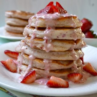 Strawberry Pancakes with Strawberry Cream Cheese Glaze