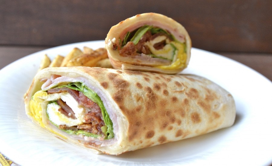 Bacon, Ham, and Egg Wrap with Honey Dijon Sauce Maebells