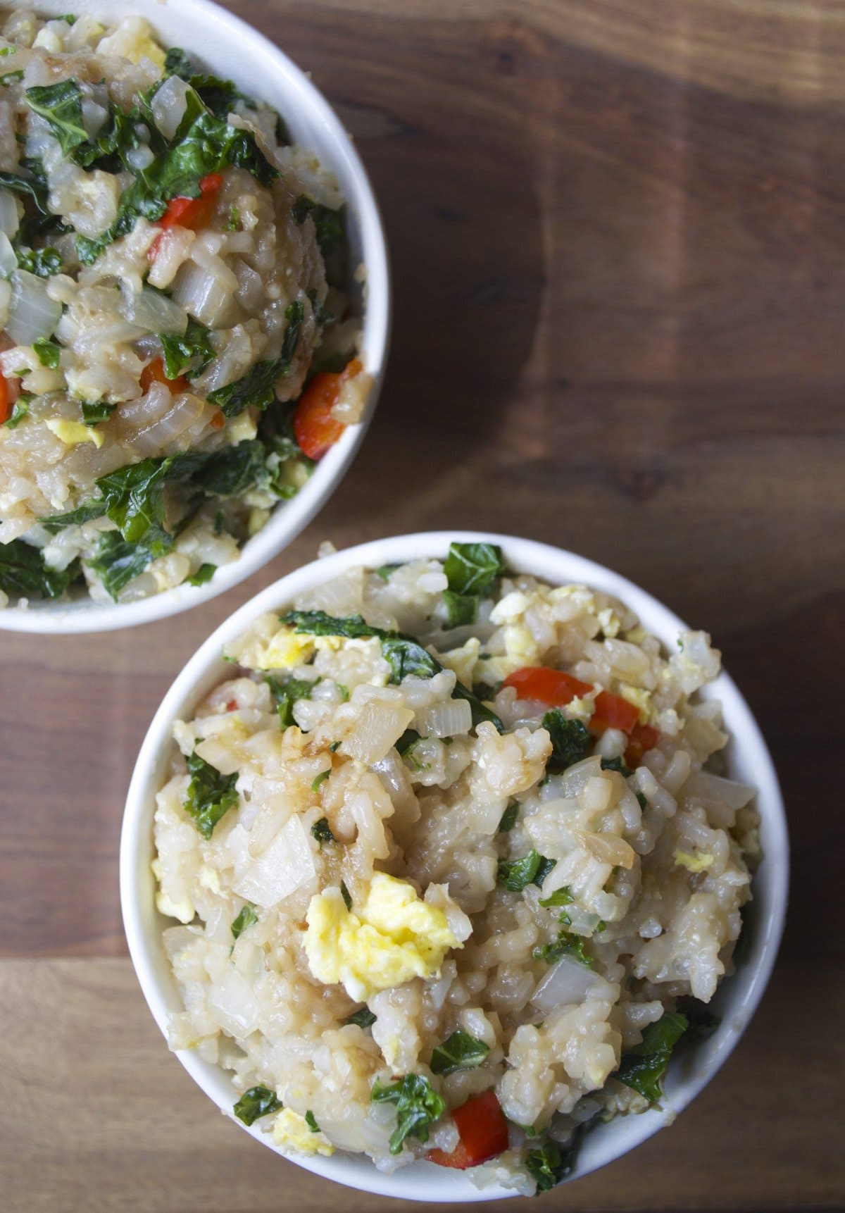 Fried Rice with Kale and Roasted Red Pepper...a quick, easy dinner ready in less than 20 minutes!