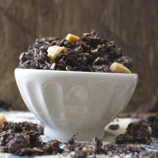 Salted Caramel Mocha Granola. All the flavor of your Starbucks favorite in an easy granola! #glutenfree www.maebells.com