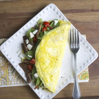 Steak & Feta Power Omelet, a super filling breakfast to help you power through the day!
