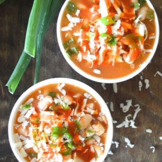 Slow Cooker Buffalo Chicken Chili, a hearty chili with a spicy buffalo kick!