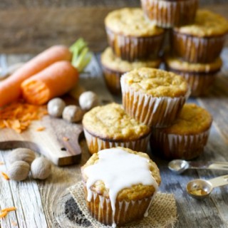 The BEST gluten free Carrot Ginger Muffins with Spiced Glaze! These are amazing!