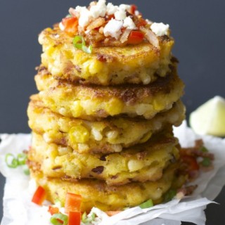 Green Chili Corn Fritters with Bacon, these are so addictive! #glutenfree www.maebells.com