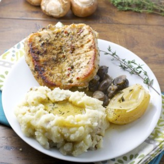One Pan Pork Chops in a creamy white wine sauce