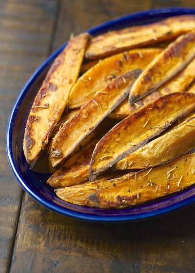 Rosemary Garlic Sweet Potato Wedges are packed with flavor and baked until crisp on the outside and tender on the inside!