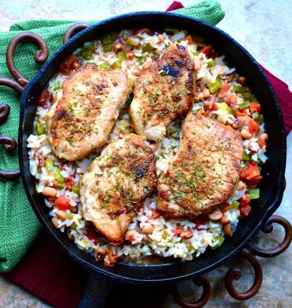 Poor Girls Spicy Pork Chops and Rice! A crazy delicious ONE PAN meal!
