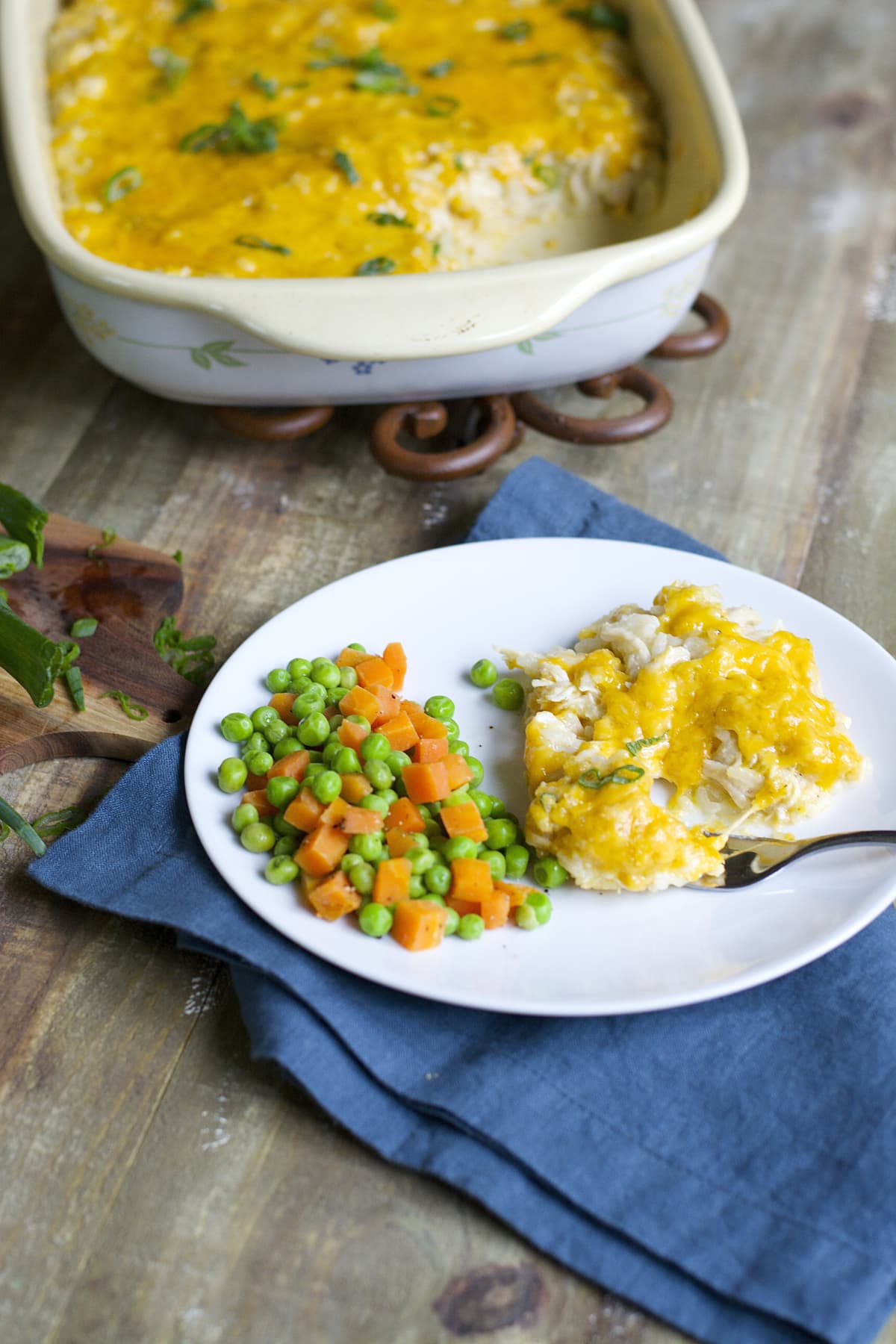This gluten free Cheesy Chicken & Rice Casserole is a classic comfort food! Super easy and perfect for those picky eaters!