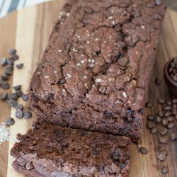 This Dark Chocolate Espresso Bread is packed with rich chocolate flavor and hints of espresso! An easy gluten free quick bread you will love!