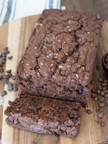 This Dark Chocolate Espresso Bread is packed with rich chocolate flavor and hints of espresso! An easy gluten free quick bread you will love!