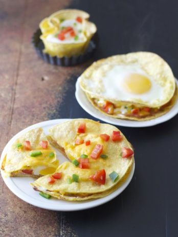 Three ways to have your eggs!! These Baked Ham, Egg, and Red Pepper Stacks are an easy, 10 minute dish that is full of protein!