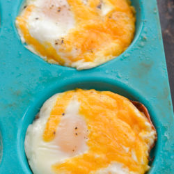 Try these Easy Cheddar Baked Eggs for a quick, low carb breakfast! You only need four basic ingredients to make this protein packed breakfast recipe!