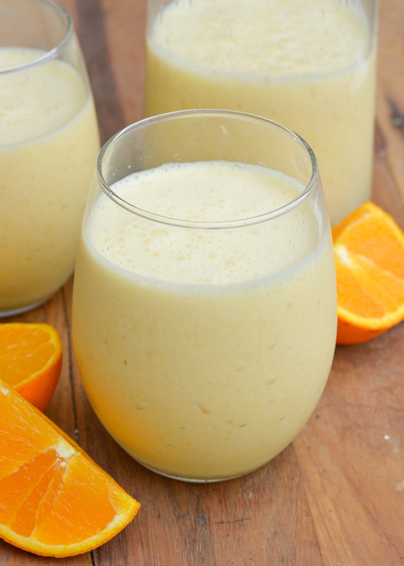 This Sunshine Shake is the perfect five ingredient breakfast smoothie that tastes just like an orange creamsicle! 