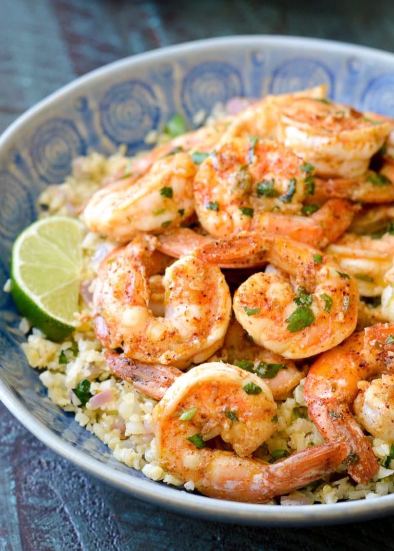 Cilantro Lime Shrimp and Cauliflower Rice (keto + low carb) Maebells