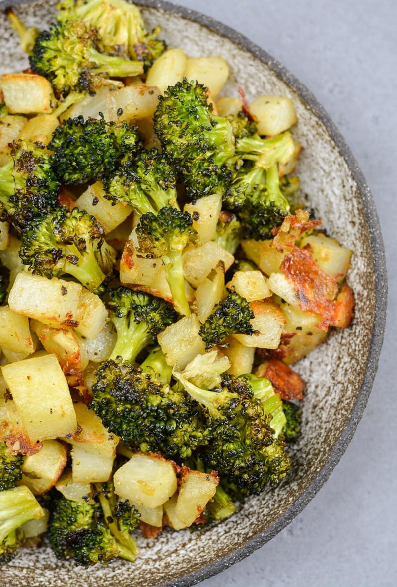 These Lemon Dijon Roast Potatoes and Broccoli are the ultimate one pan side dish. It is impressive enough for guests and easy enough for a hearty weeknight meal!