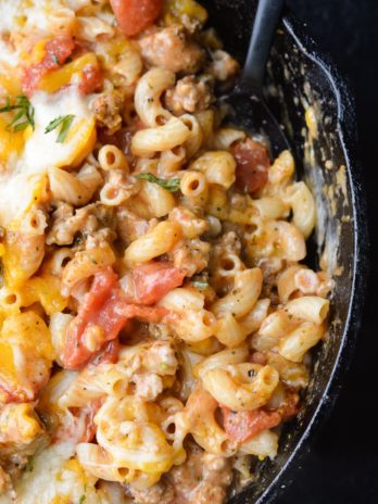 This One Pan Sausage Cheese Pasta is the perfect 20 minute meal! 