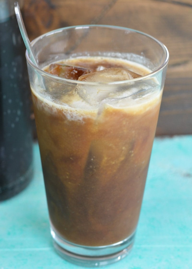 This Simple Iced Coffee is made using cold brew coffee. Learn just how easy it is to make a perfect large batch of iced coffee for a fraction of the coffee house price!