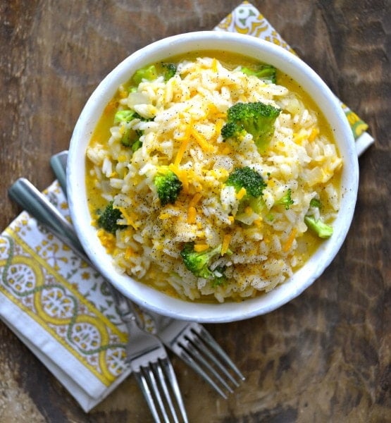 Creamy Broccoli Cheddar Rice - Maebells