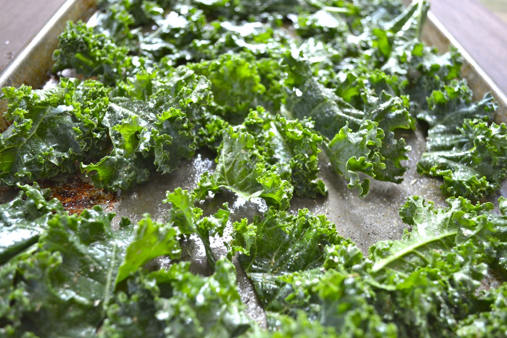 Kale leaves ready to be roasted 