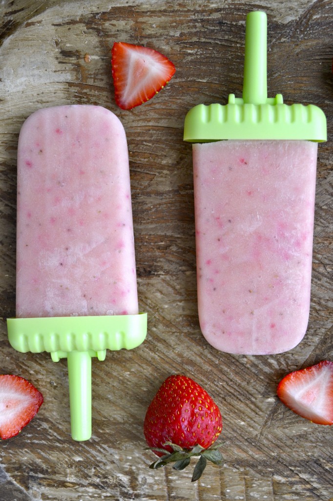 Overhead view of two frozen pudding pops lying side by side. 