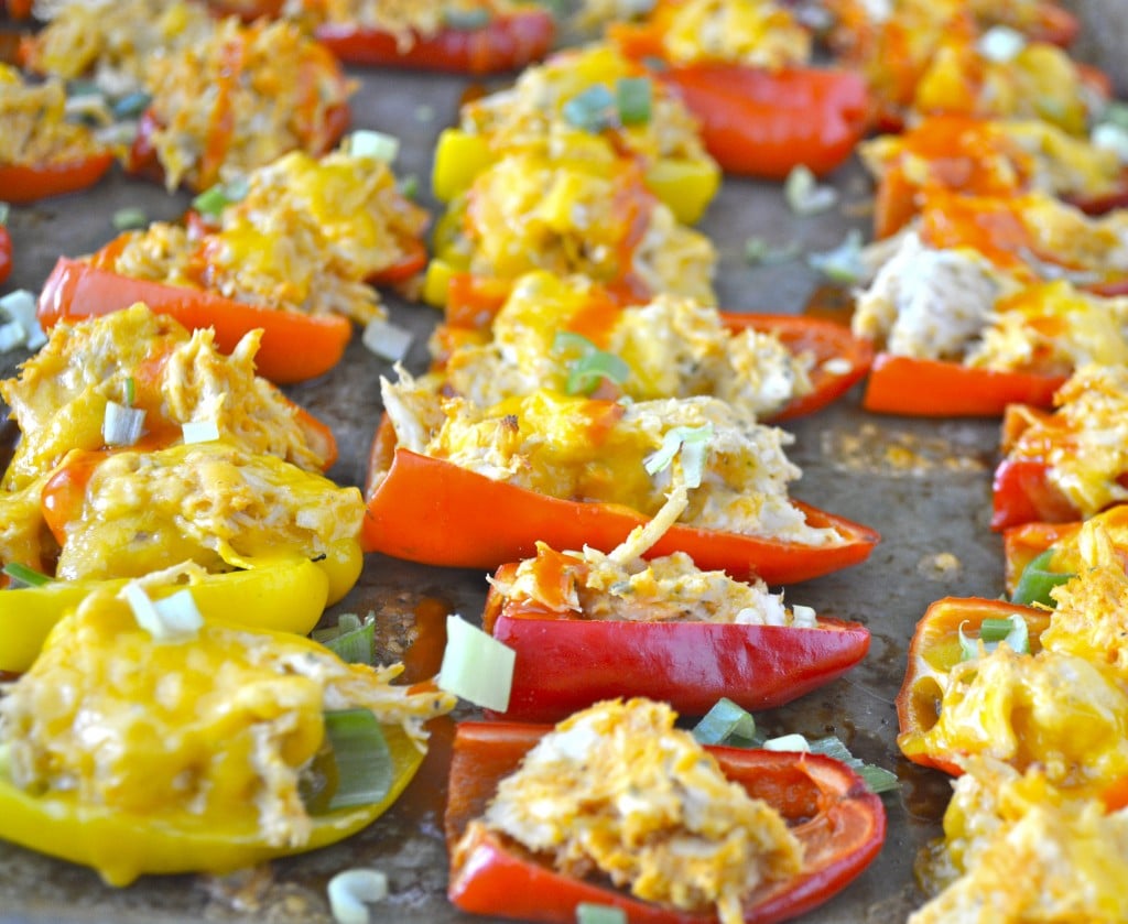 Buffalo Chicken Stuffed Sweet Peppers, an easy, cheap, weeknight meal your whole family will love! This is SO good!