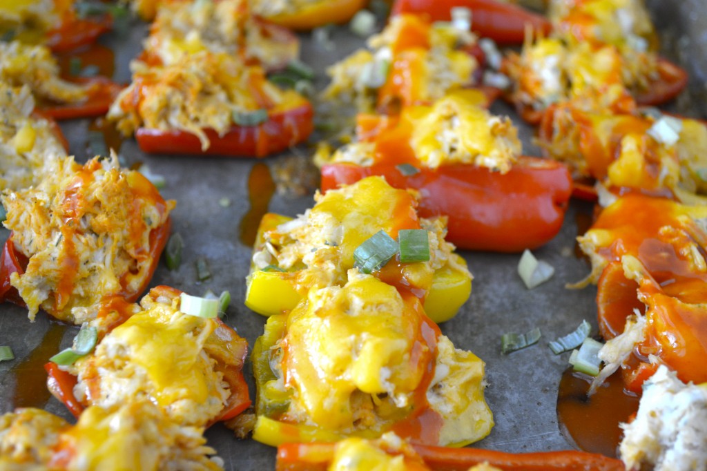 Buffalo Chicken Stuffed Sweet Peppers, an easy, cheap, weeknight meal your whole family will love! This is SO good!