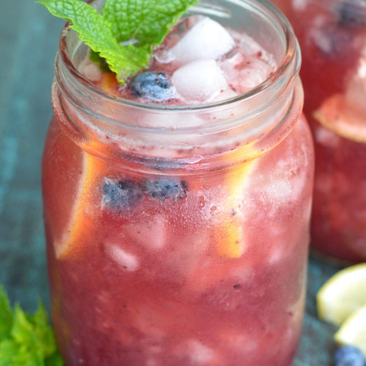 Made with freshly squeezed lemon juice and fresh blueberries, this easy Blueberry Lemonade is the ultimate summer refresher!