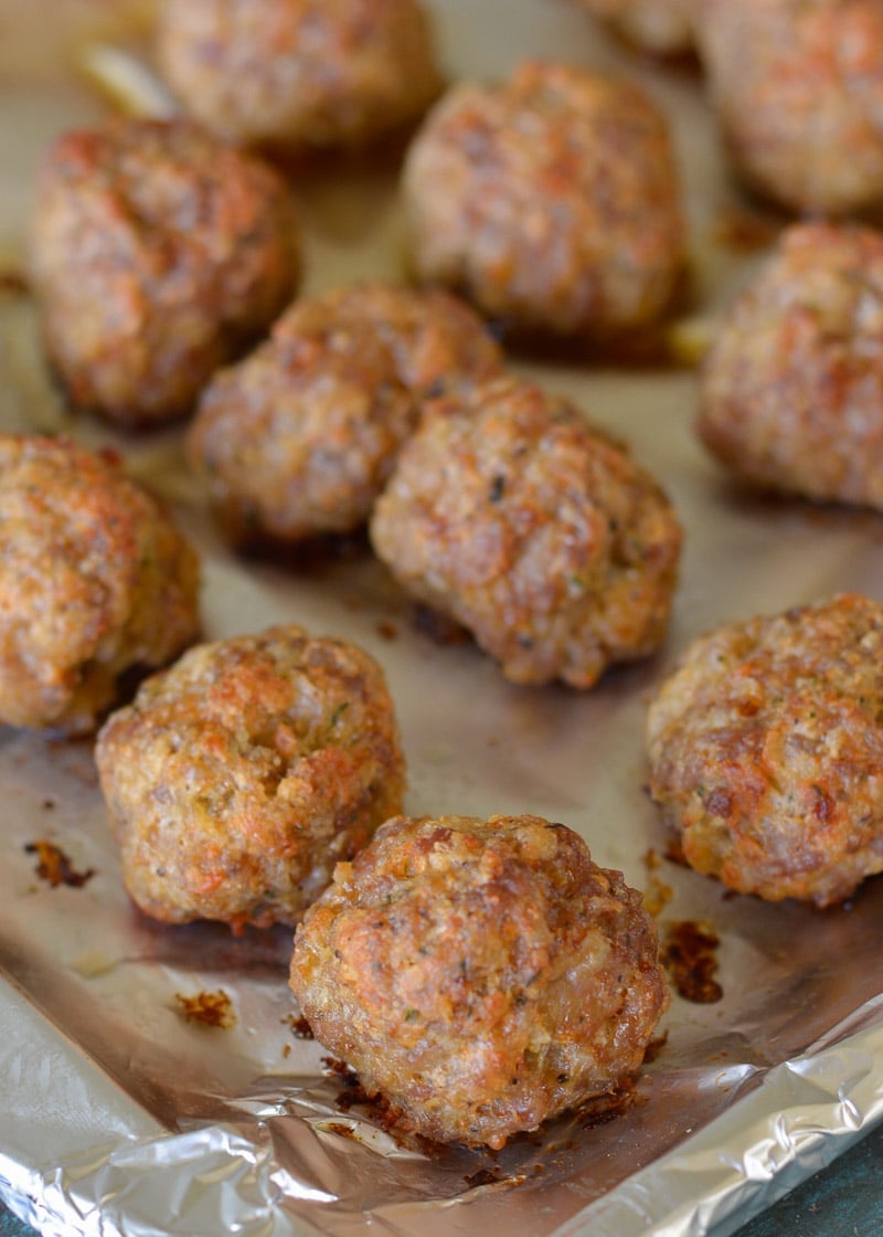 Keto meatballs are smothered in low carb marinara and parmesan for an easy low carb appetizer or meal.