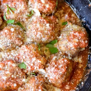 Keto meatballs are smothered in low carb marinara and parmesan for an easy low carb appetizer or meal.