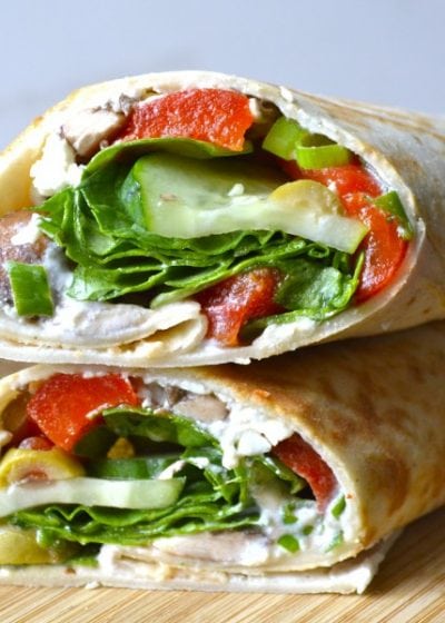 Greek Wraps with Roasted Red Peppers #healthy #easy