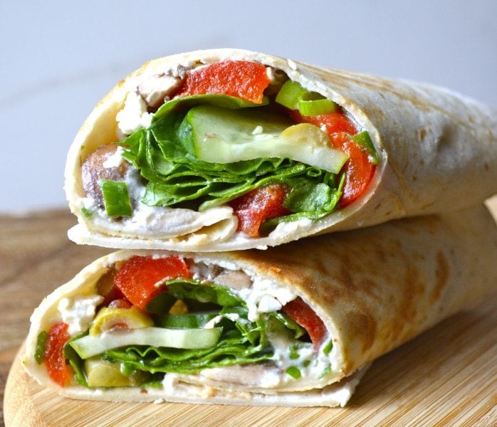 Greek Wraps with Roasted Red Peppers #healthy #easy