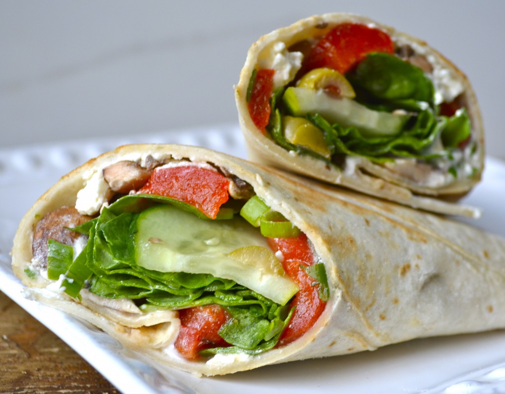Greek Salad Wraps with Roasted Red Peppers - Maebells
