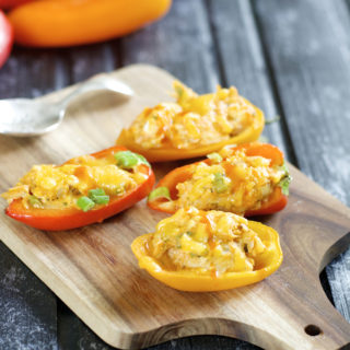uffalo Chicken Stuffed Sweet Peppers are packed with creamy ranch, tangy buffalo sauce and loads of cheese! A perfect easy party appetizer!