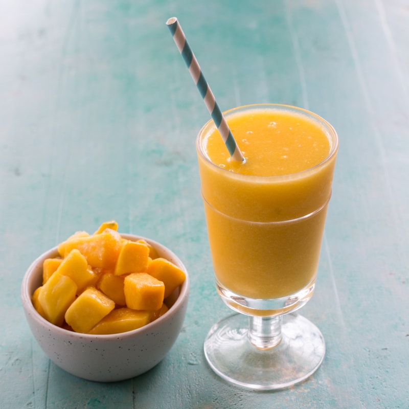 This sweet and delicious Mango Moscato Smoothie has only two ingredients and is perfect for all your summer parties!