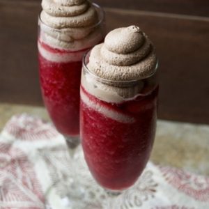 Raspberry Red Wine Slushy with Chocolate Whipped Cream...the ULTIMATE girls night drink!! www.maebells.com