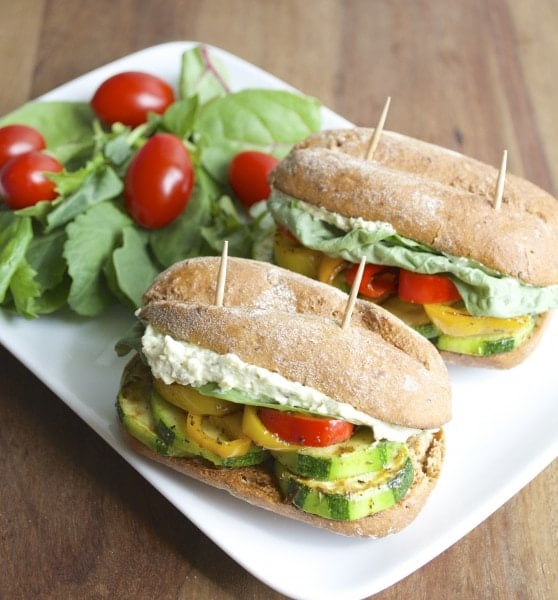 Italian Veggie Sliders with Feta+Pesto Spread. Finally, a vegetarian appetizer that everyone will love! #glutenfree www.maebells.com