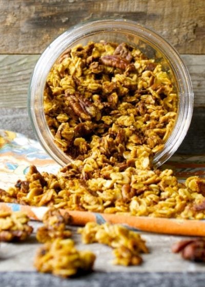 Pumpkin Spice Latte Granola, all the flavor of your Starbucks favorite in a crunchy, healthy snack!