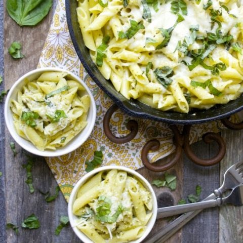 Creamy Pesto Penne! One Pan and only 10 minutes!! (gluten free)