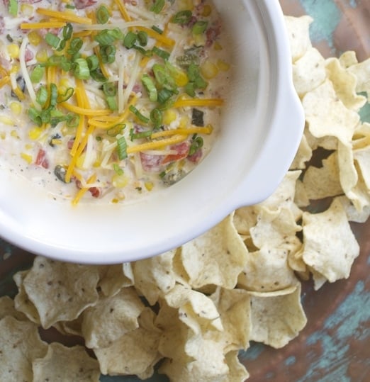 Slow Cooker Sweet Corn and Roasted Poblano Dip