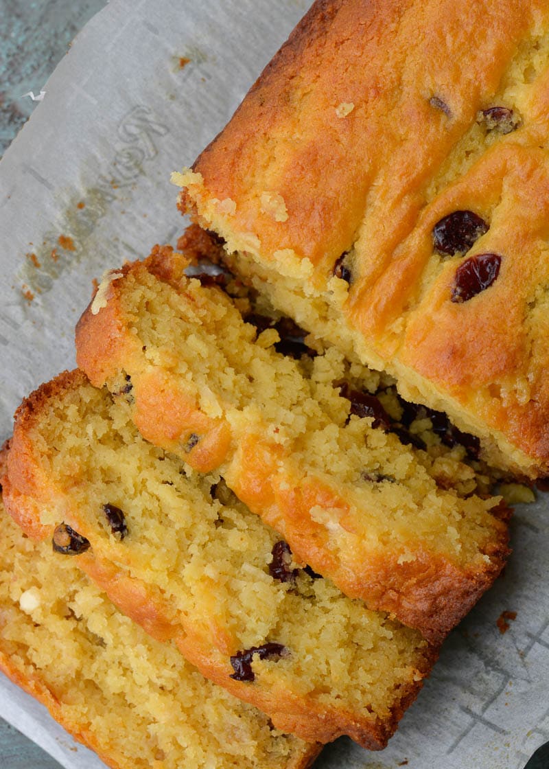 This Old Fashioned Cranberry Bread features dried cranberries, white chocolate chips and hints of vanilla!