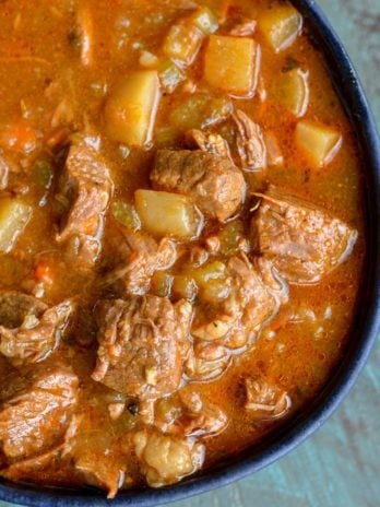 This Instant Pot Keto Beef Stew is loaded with tender shredded beef, and vegetables in a savory broth. Each serving of this stew is about 5 net carbs! This is the perfect low carb comfort food with stove-top, Instant Pot, or slow cooker directions! 