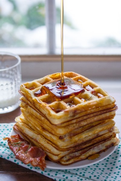 Ultra Crispy Overnight Bacon and Rosemary Yeasted Waffles