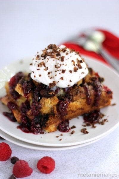 Chocolate Raspberry French Toast Casserole from Melanie Makes