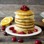 Orange Pancakes with Cranberry Syrup