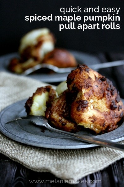 Quick and Easy Spiced Maple Pumpkin Pull Apart Rolls from Melanie Makes