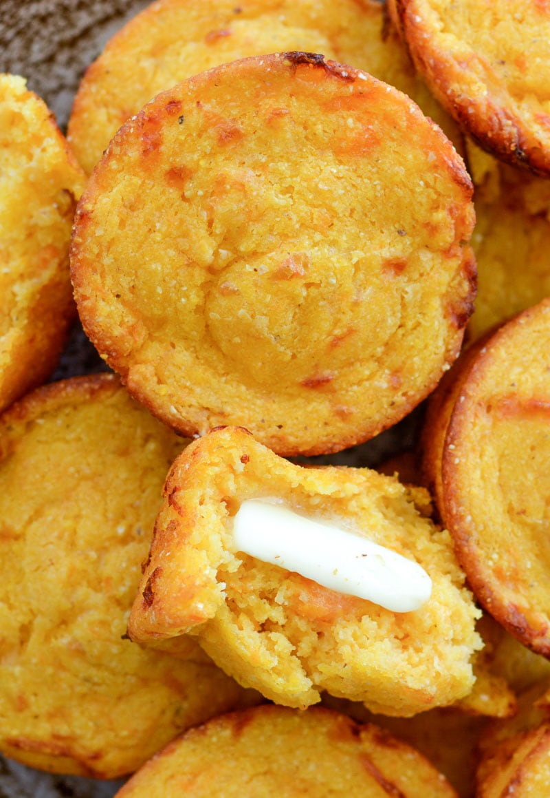 These Sweet Potato and White Cheddar Corn Muffins are extra the perfect combo of sweet and savory! This easy cornbread recipe is perfect for pairing with soups!