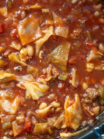 a closeup shot of Cabbage and Black-Eyed Pea Soup
