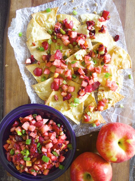 Apple Pico De Gallo is the perfect sweet and savory fruit salsa! Pair with White Cheddar Nachos for a beautiful snack!