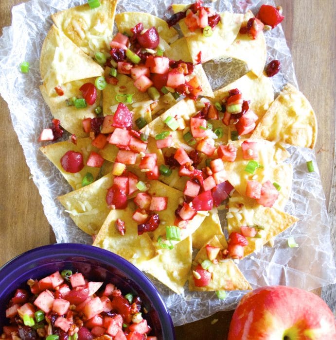 Apple Pico De Gallo is the perfect sweet and savory fruit salsa! Pair with White Cheddar Nachos for a beautiful snack!