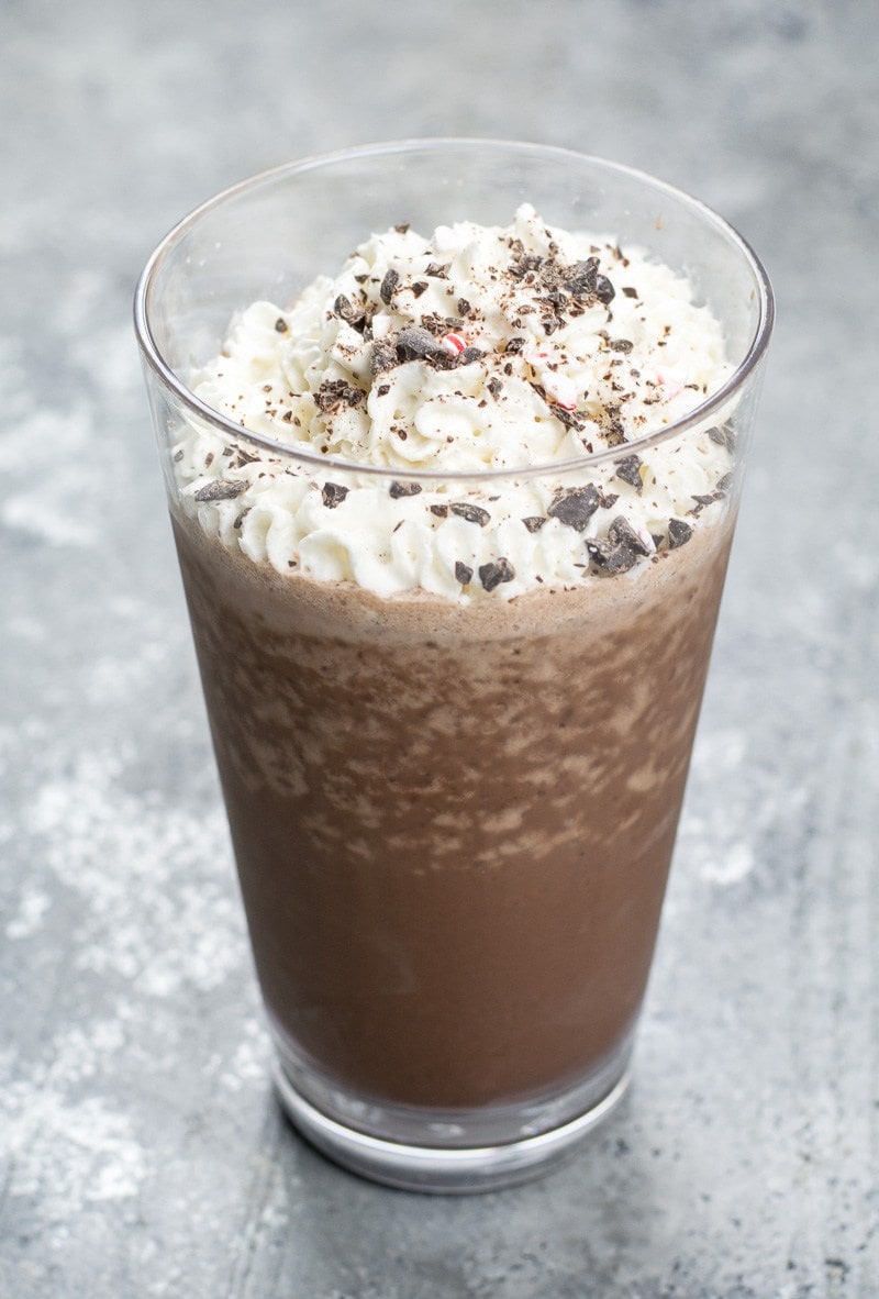 This low carb Peppermint Frappuccino is loaded with rich chocolate flavor, and a peppermint kick! Enjoy a coffeehouse favorite for under 4 net carbs!